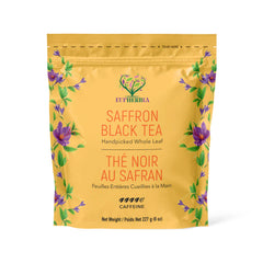 Thé Noir au Safran - Feuilles Entières, Enrichi en Safran - 227 g, Sachet Refermable