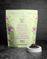 Thé vert au Safran - Feuilles Entières, Enrichi en Safran - 227 g, Sachet Refermable