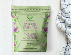 Thé vert au Safran - Feuilles Entières, Enrichi en Safran - 227 g, Sachet Refermable